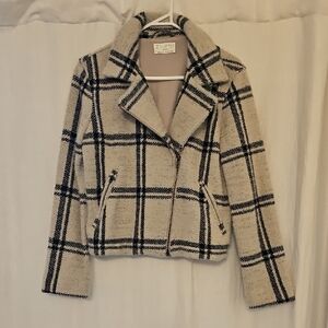 Z Supply Cream and Black Plaid Blazer